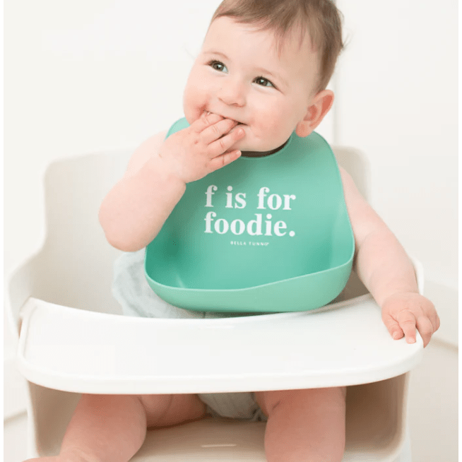 f is for foodie Wonder Bib - White Farmhouse Flowers