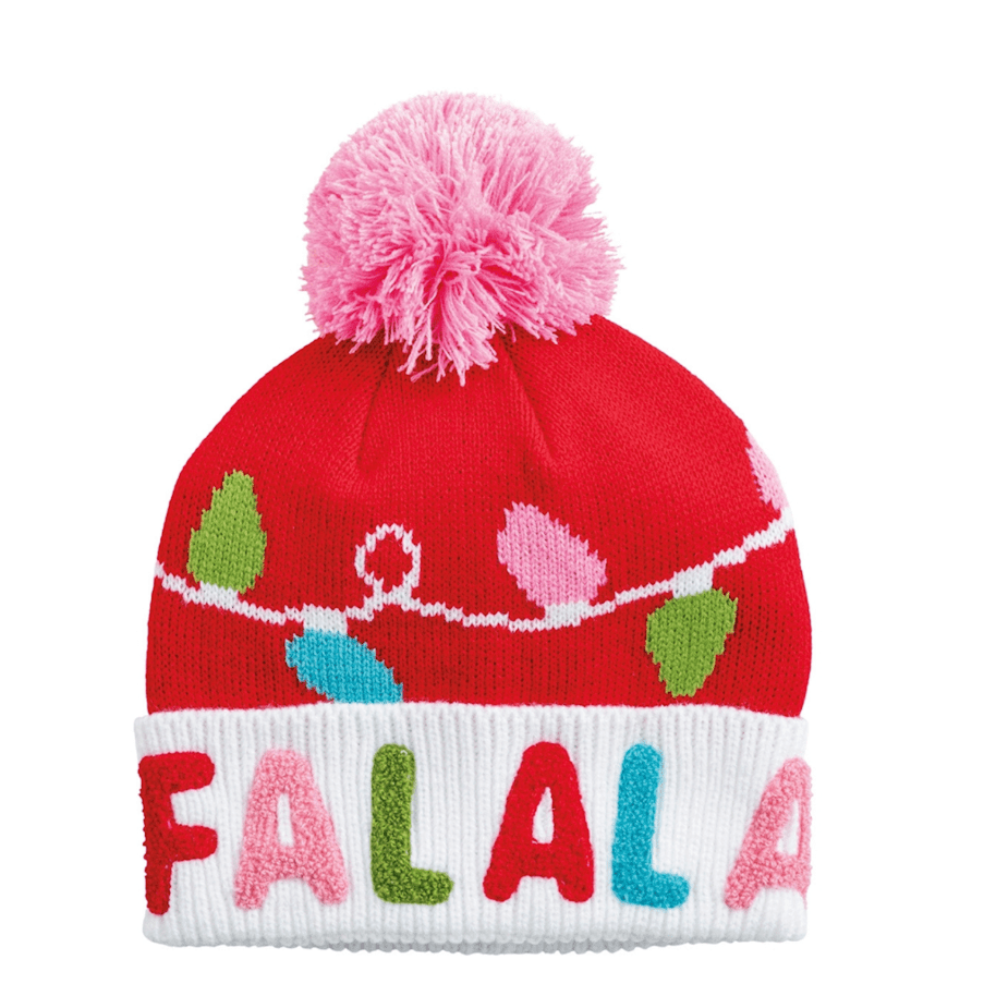 Fa La La Holiday Beanie - White Farmhouse Flowers