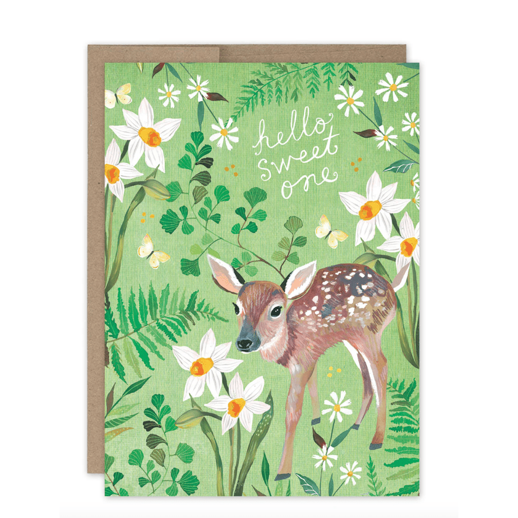 Fawn Baby Card MP806 - White Farmhouse Flowers