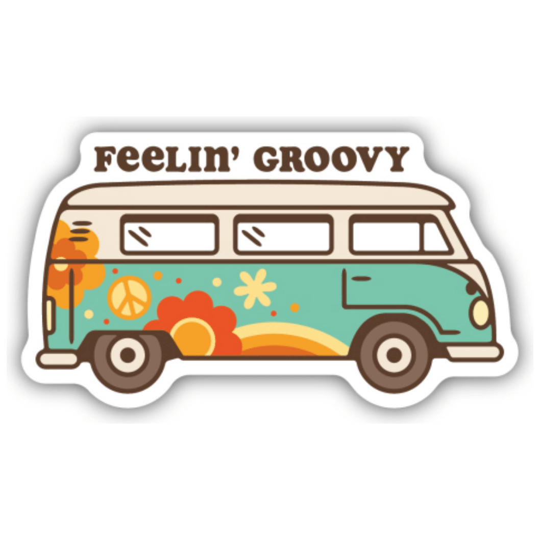 Feelin Groovy Hippie Van Sticker - White Farmhouse Flowers