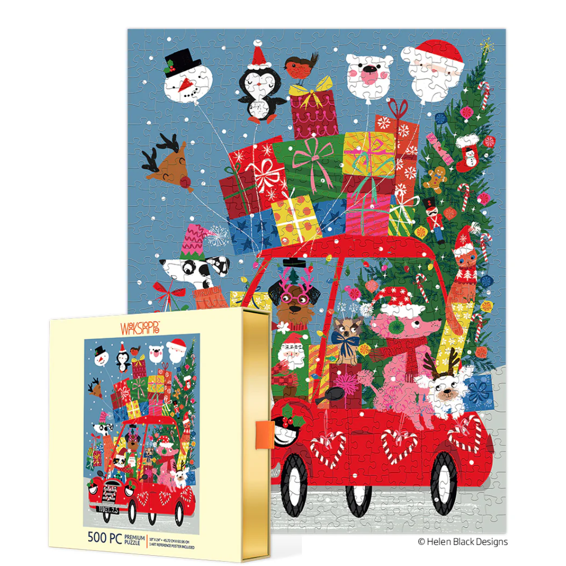 Festive Fun Car 500 Piece Christmas Puzzle - White Farmhouse Flowers