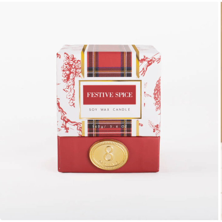 Festive Spice Boxed Candle - White Farmhouse Flowers