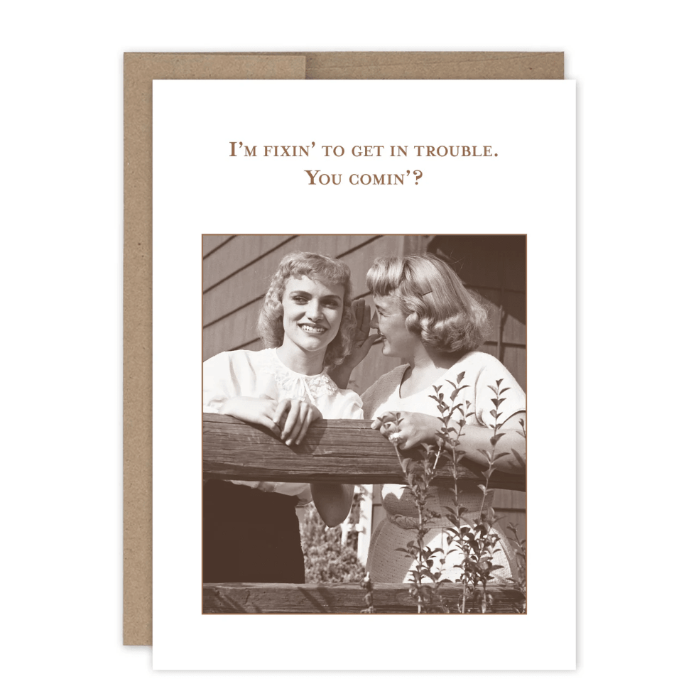 Fixin to Get in Trouble What a Hoot Card SM810 - White Farmhouse Flowers