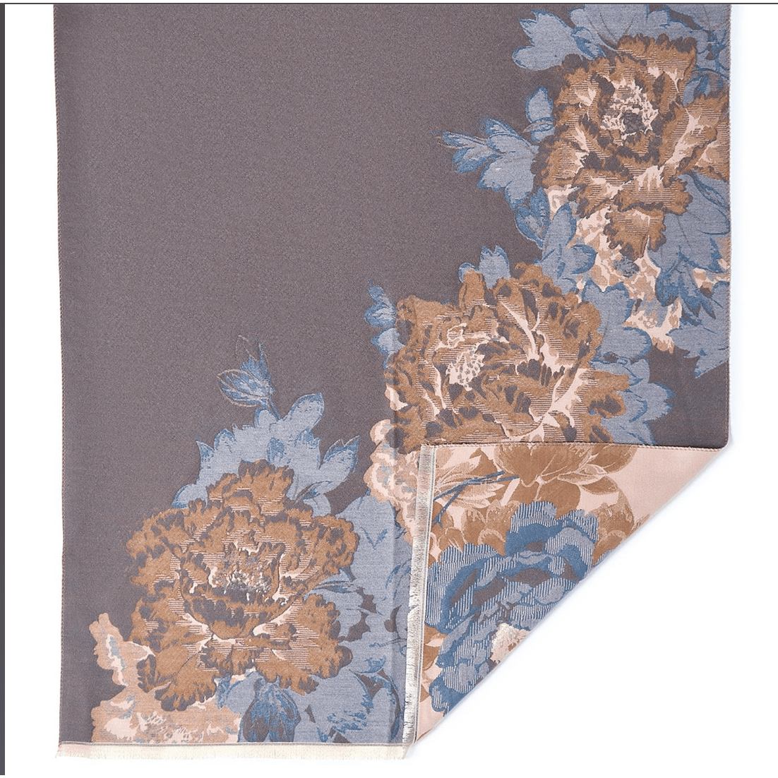 Floral Motif Double Sided Softer Than Cashmere Shawl - White Farmhouse Flowers