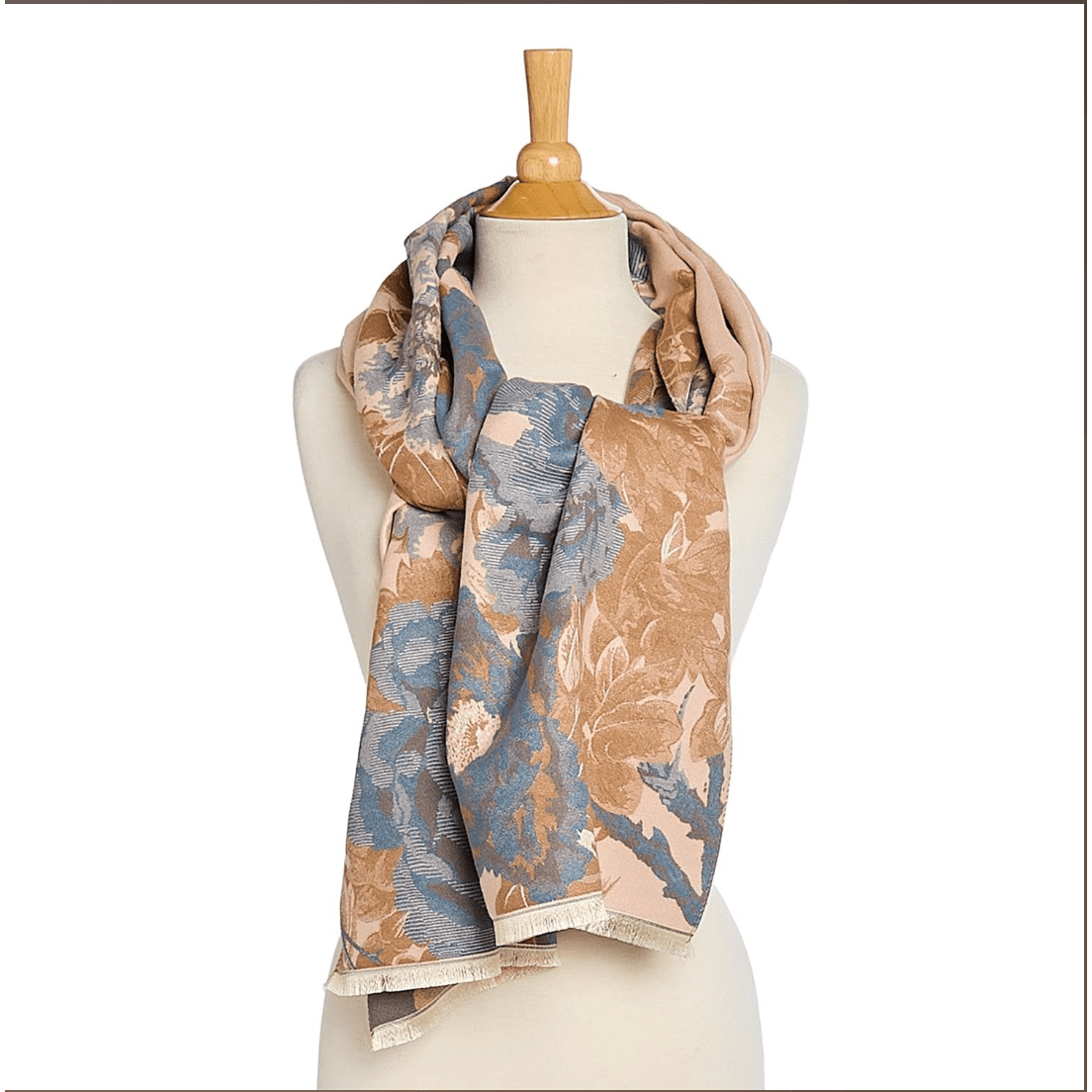 Floral Motif Double Sided Softer Than Cashmere Shawl - White Farmhouse Flowers