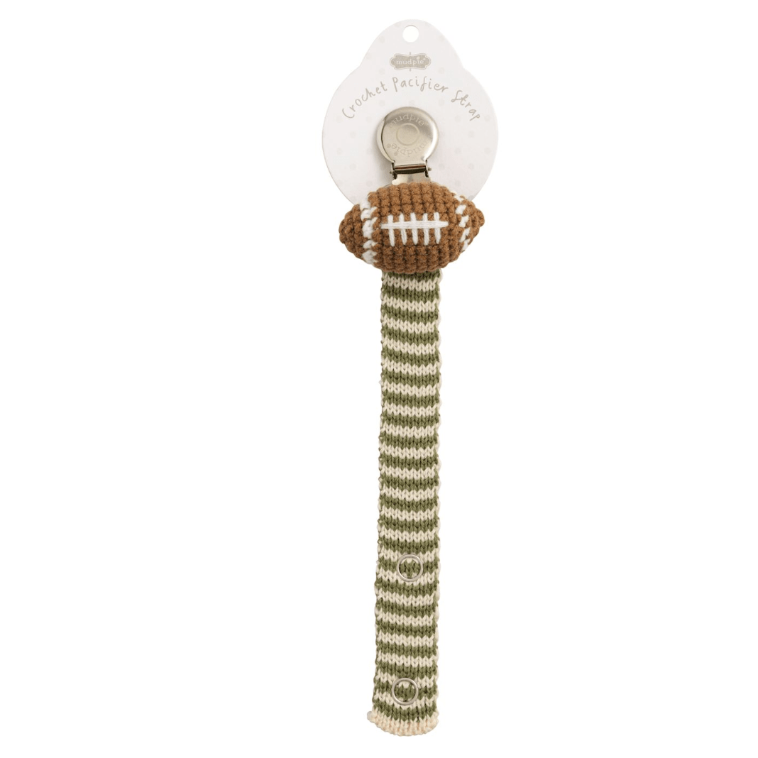 Football Crochet Pacifier Strap - White Farmhouse Flowers
