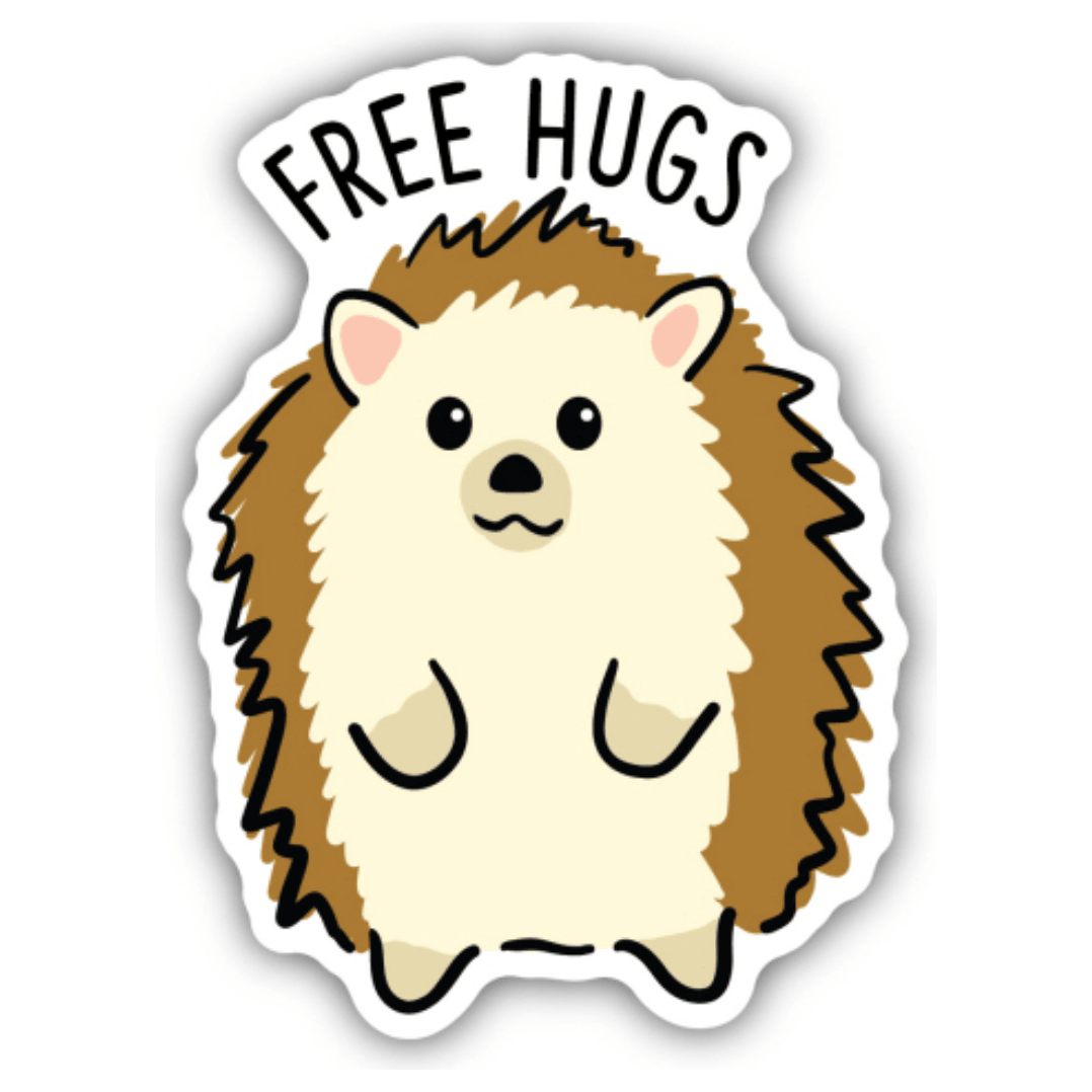 Free Hugs Hedgehog Sticker - White Farmhouse Flowers
