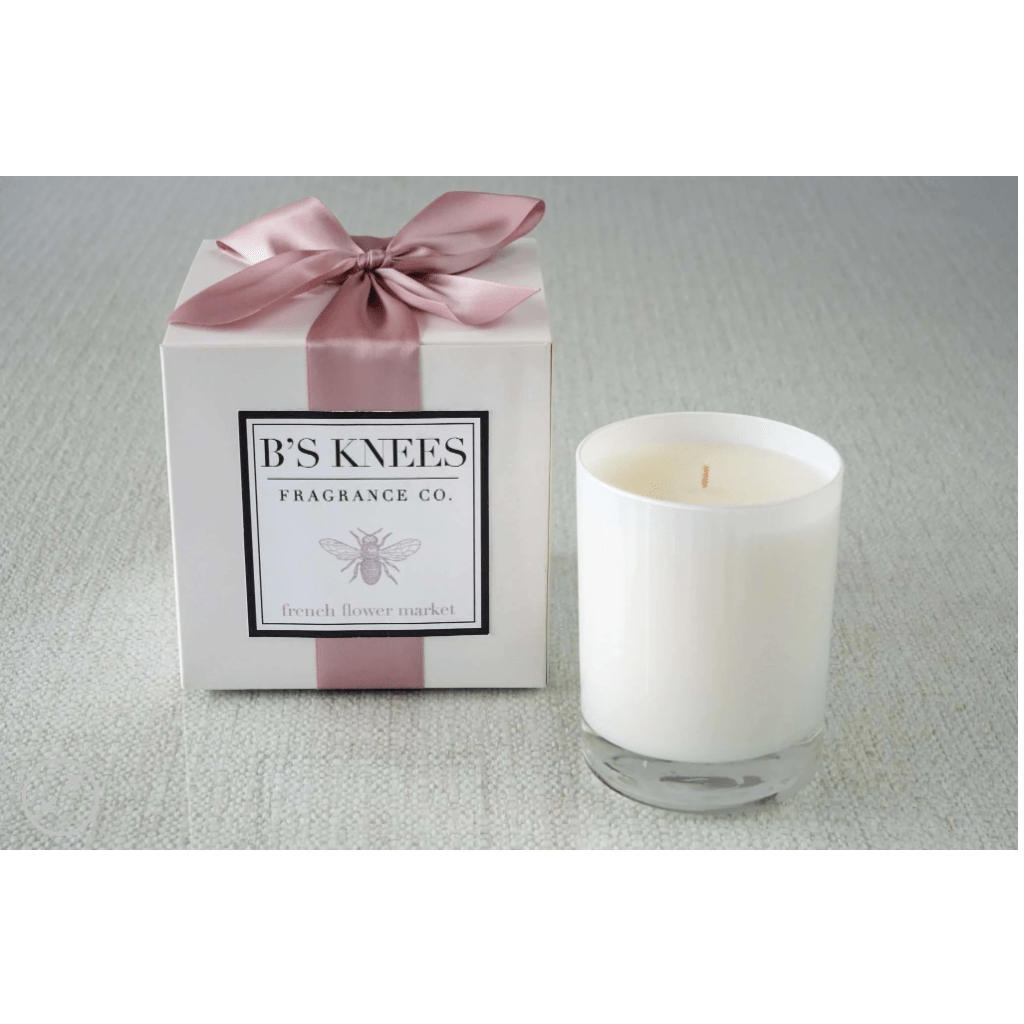 French Flower Market 1 Wick White Glass Candle - White Farmhouse Flowers