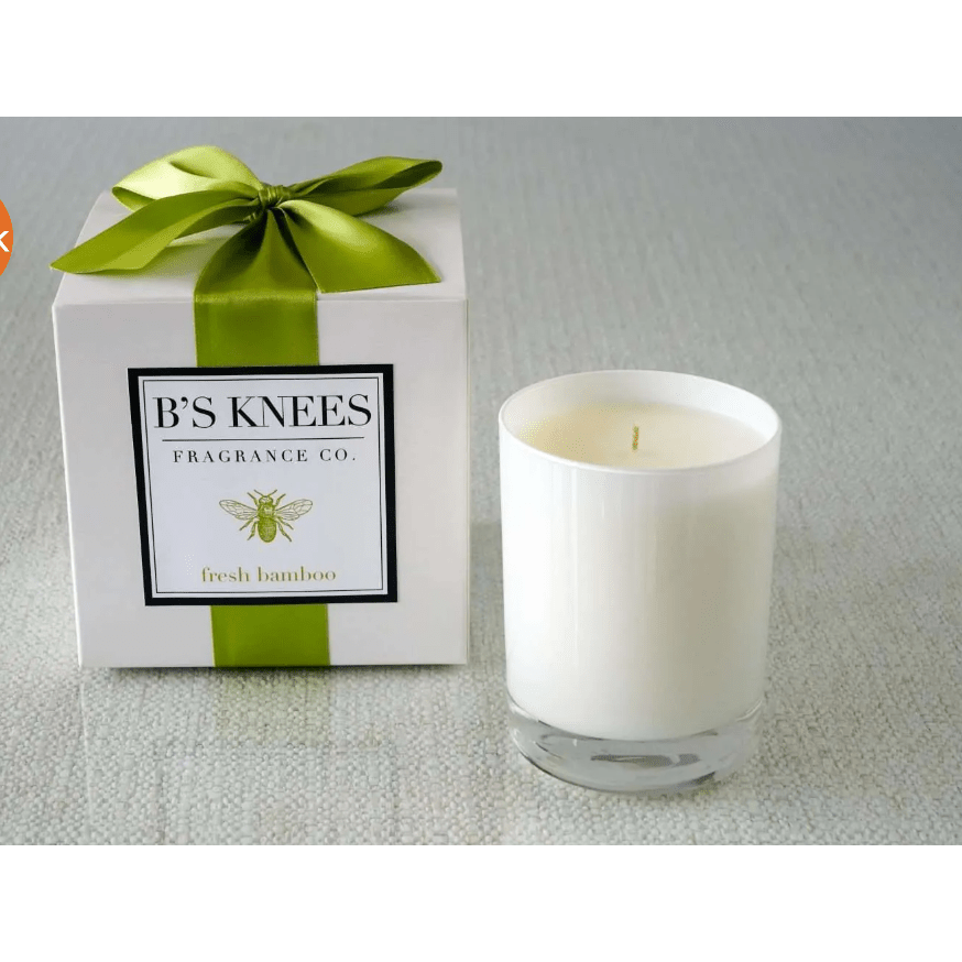 Fresh Bamboo 1 Wick White Glass Candle - White Farmhouse Flowers