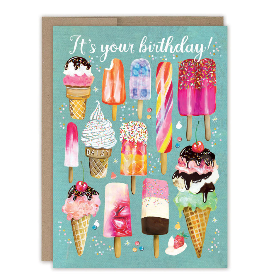 Frozen Treats Birthday Card KD052 - White Farmhouse Flowers