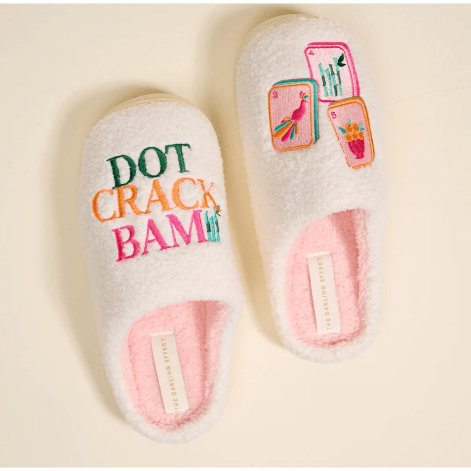 Fuzzy Slippers-Dot Crack Bam - White Farmhouse Flowers