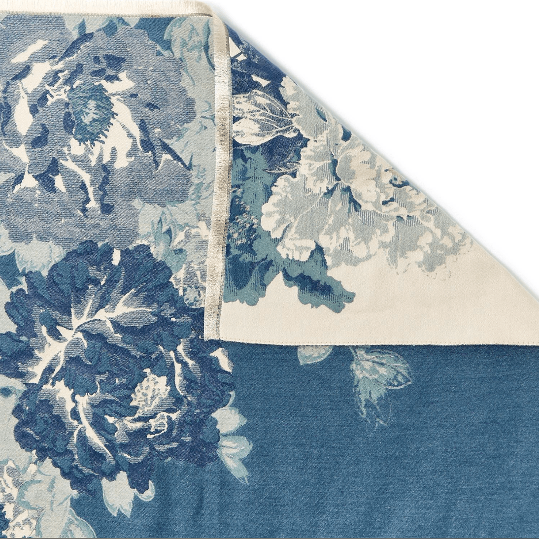 Gallery Floral Motif Double Sided Softer than Cashmere Shawl - White Farmhouse Flowers