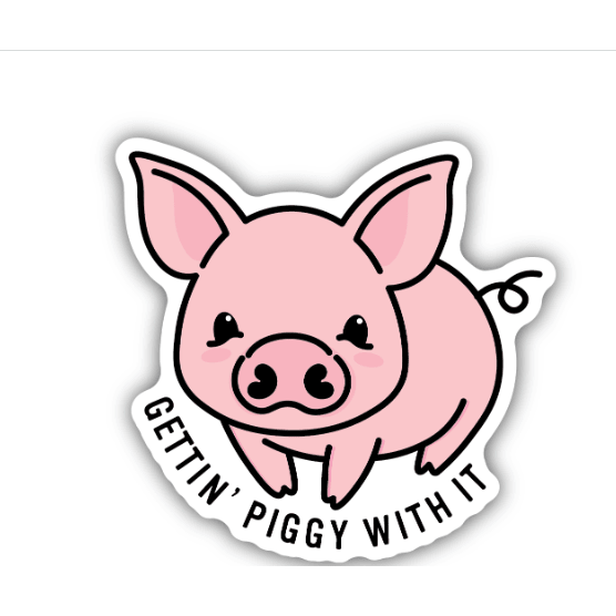 Gettin' Piggy With It Sticker - White Farmhouse Flowers