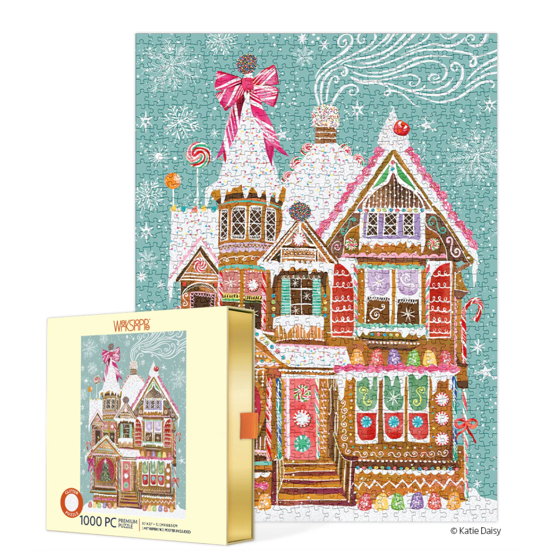 Gingerbread House 1000 Piece Puzzle - White Farmhouse Flowers