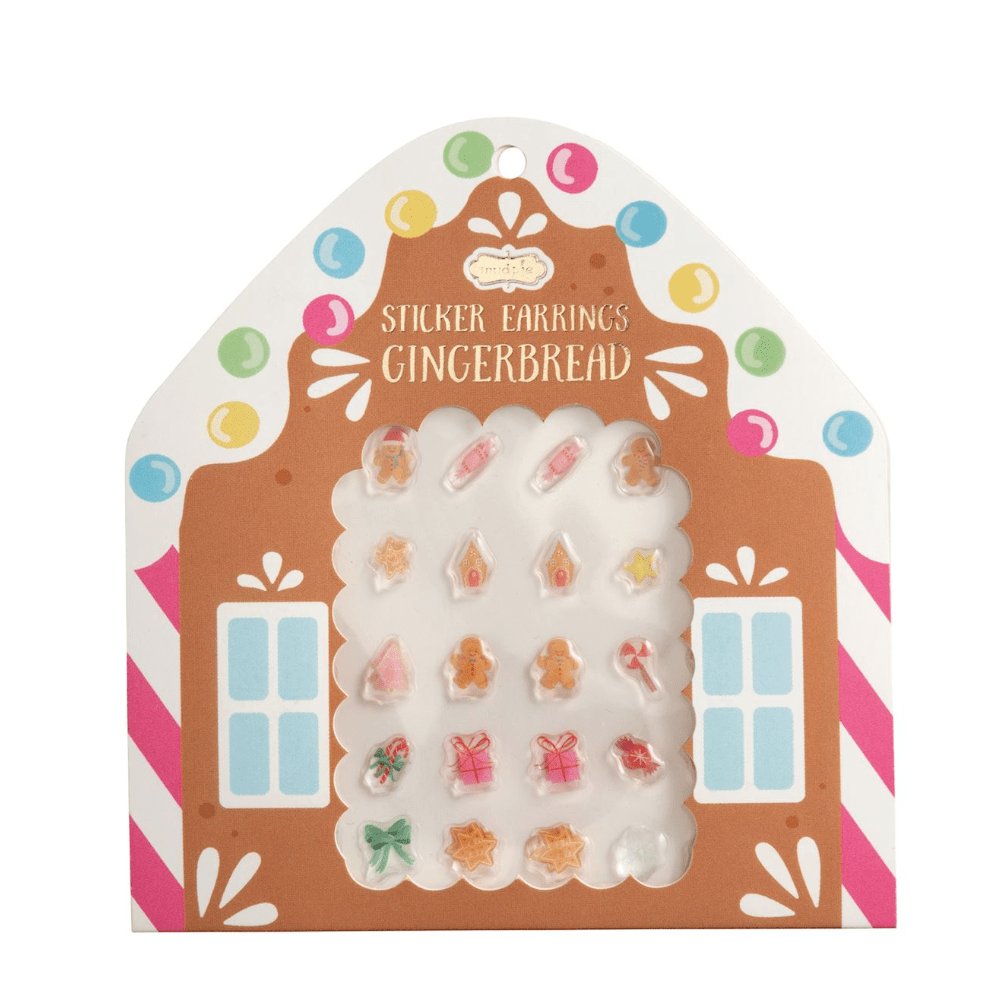 Gingerbread Stick-On Earring Set - White Farmhouse Flowers