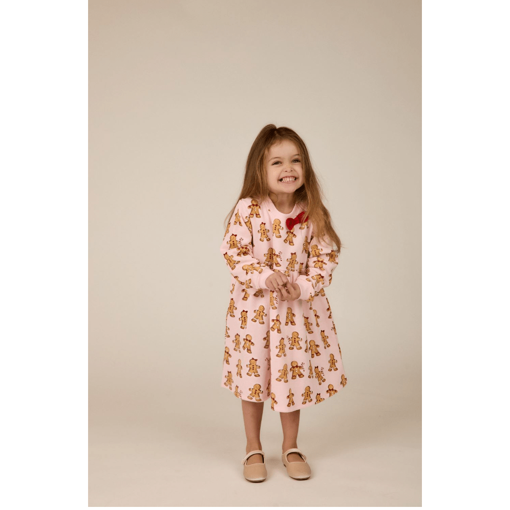 Gingerbread Sweatshirt Dress - White Farmhouse Flowers