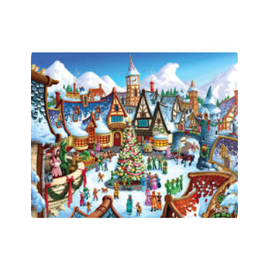 Gingerbread Village 500 Piece Christmas Puzzle - White Farmhouse Flowers