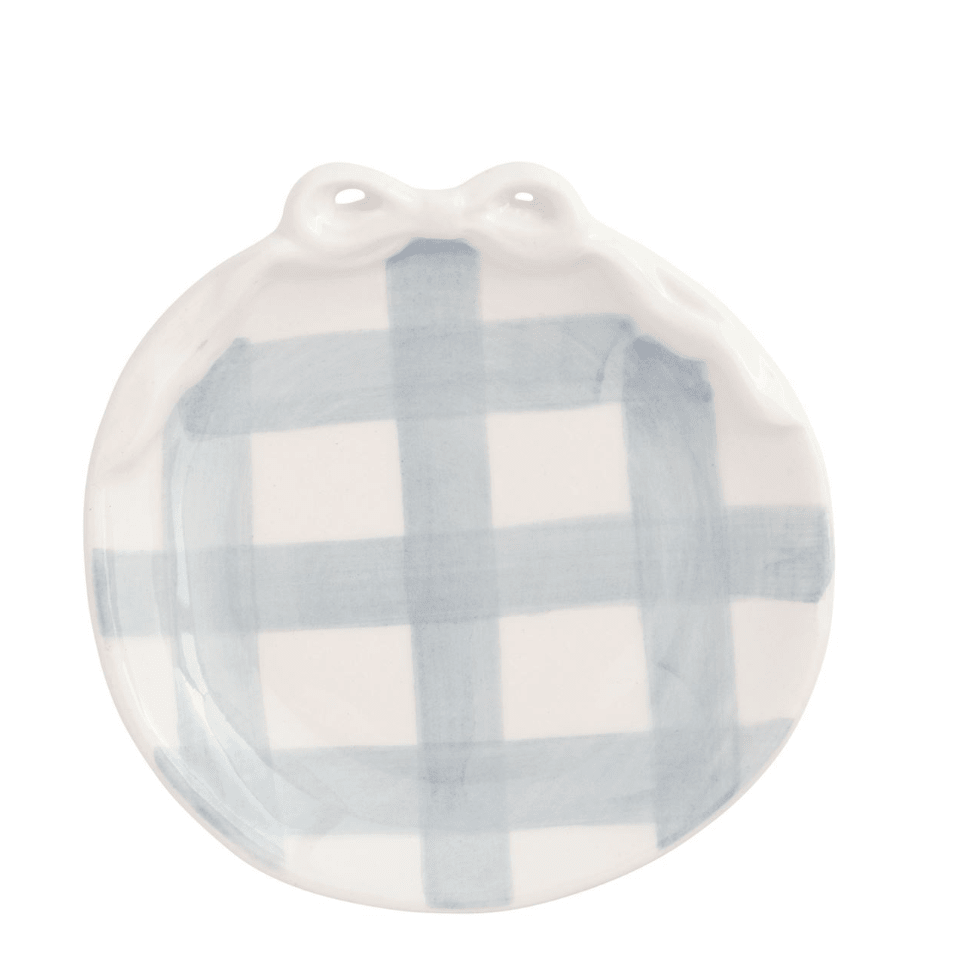 Gingham Bow Ring Dish - White Farmhouse Flowers