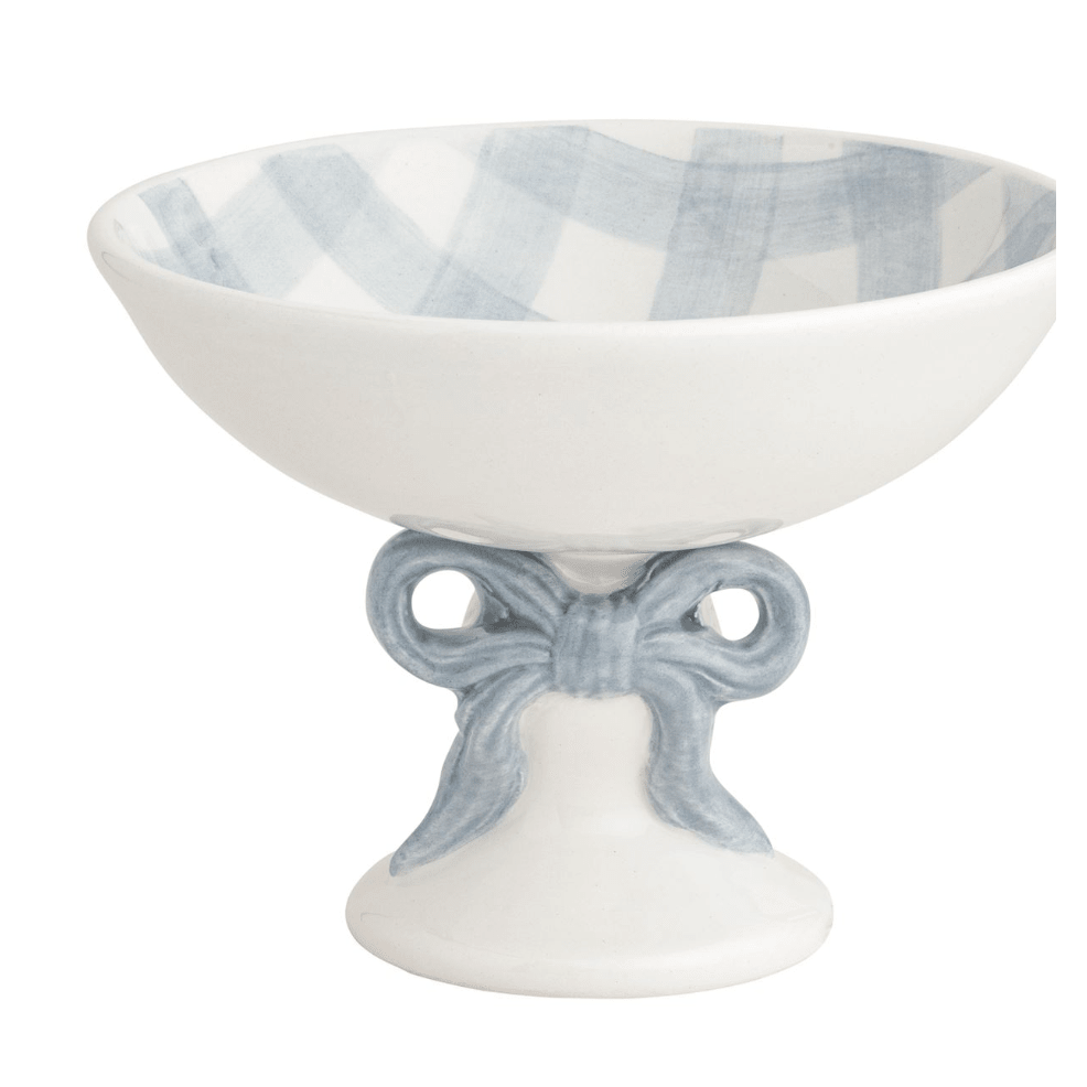 Gingham Bowl Candy Dish - White Farmhouse Flowers