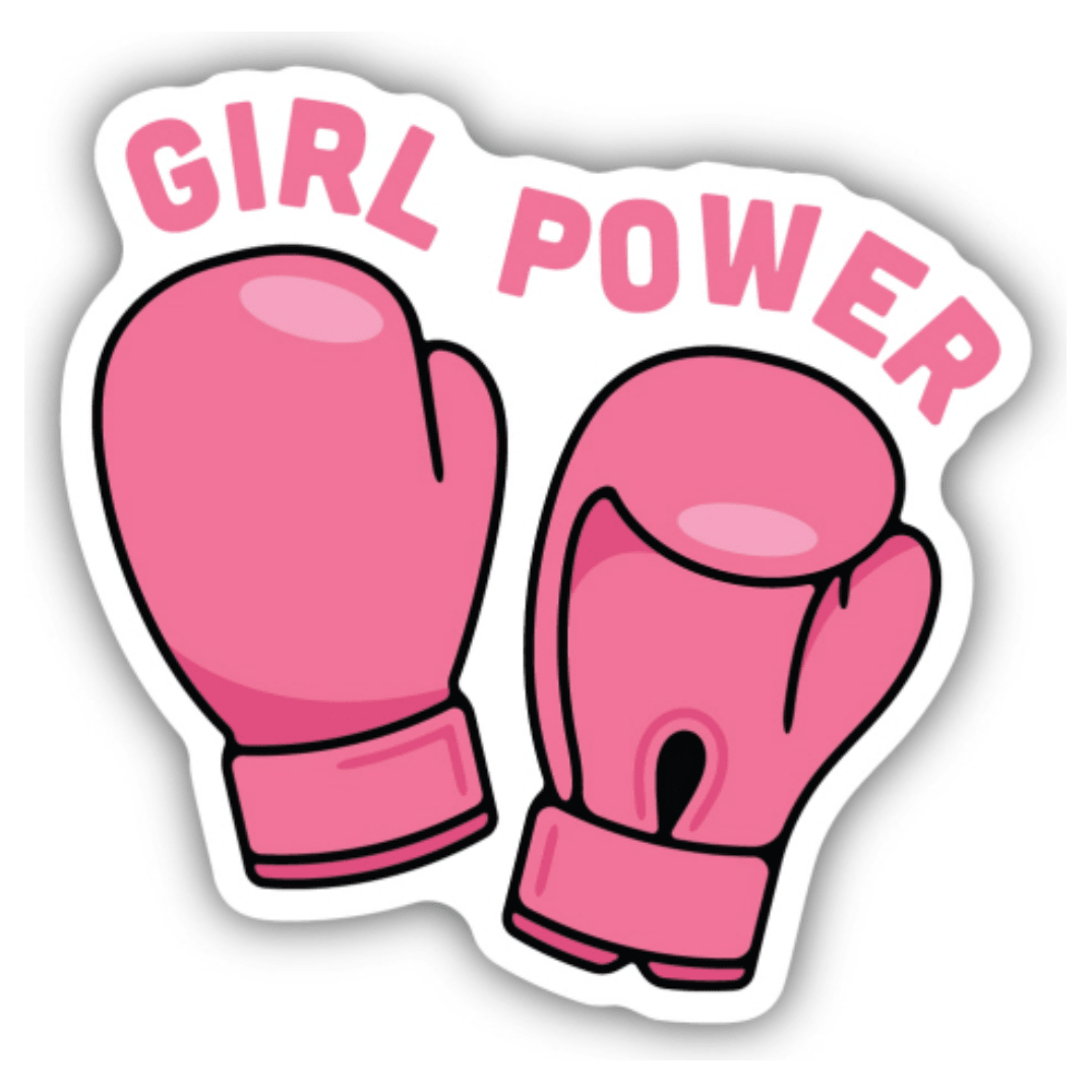 Girl Power Pink Boxing Gloves Sticker - White Farmhouse Flowers