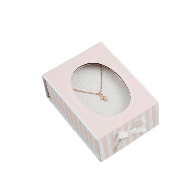 Gold Boxed Cross Necklace - White Farmhouse Flowers