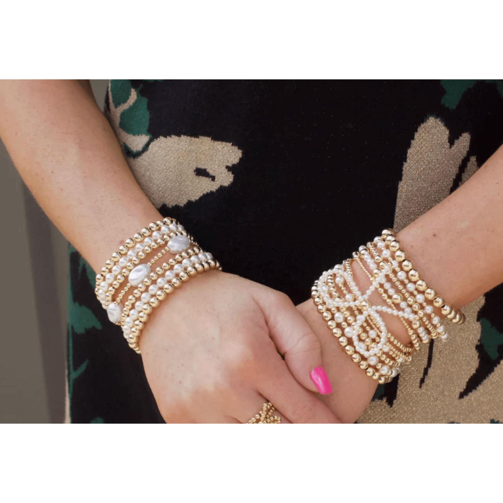 Gold Filled Bow Bracelet with Mother of Pearl Accent - White Farmhouse Flowers