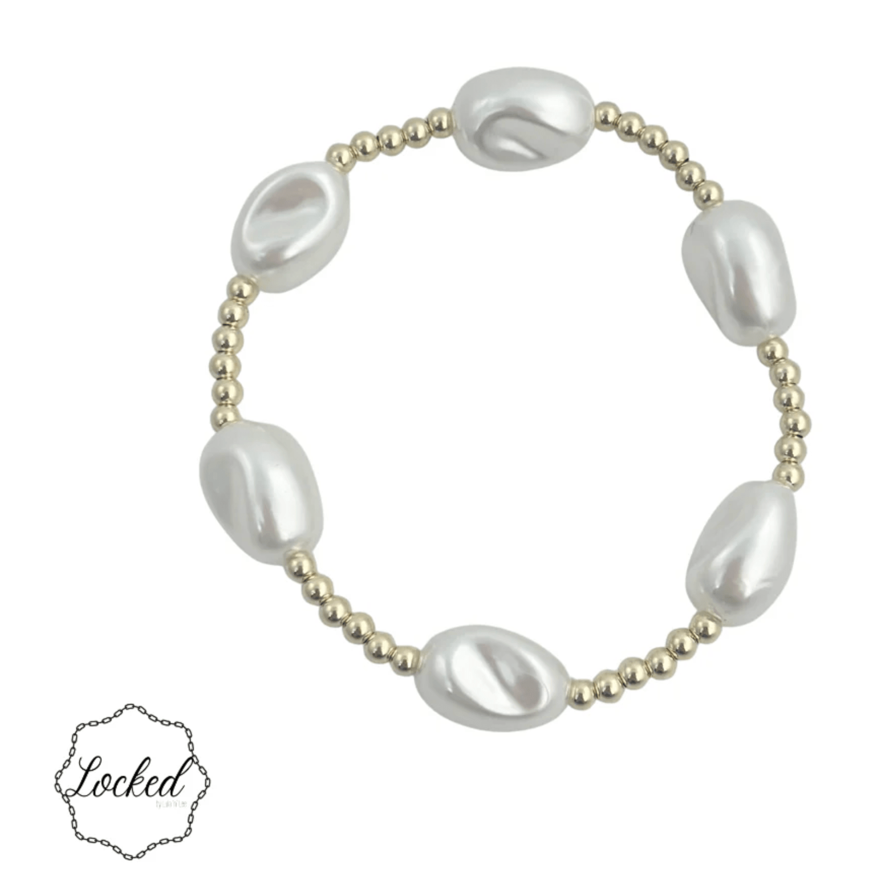 Gold Filled Mother of Pearl Bracelet - White Farmhouse Flowers