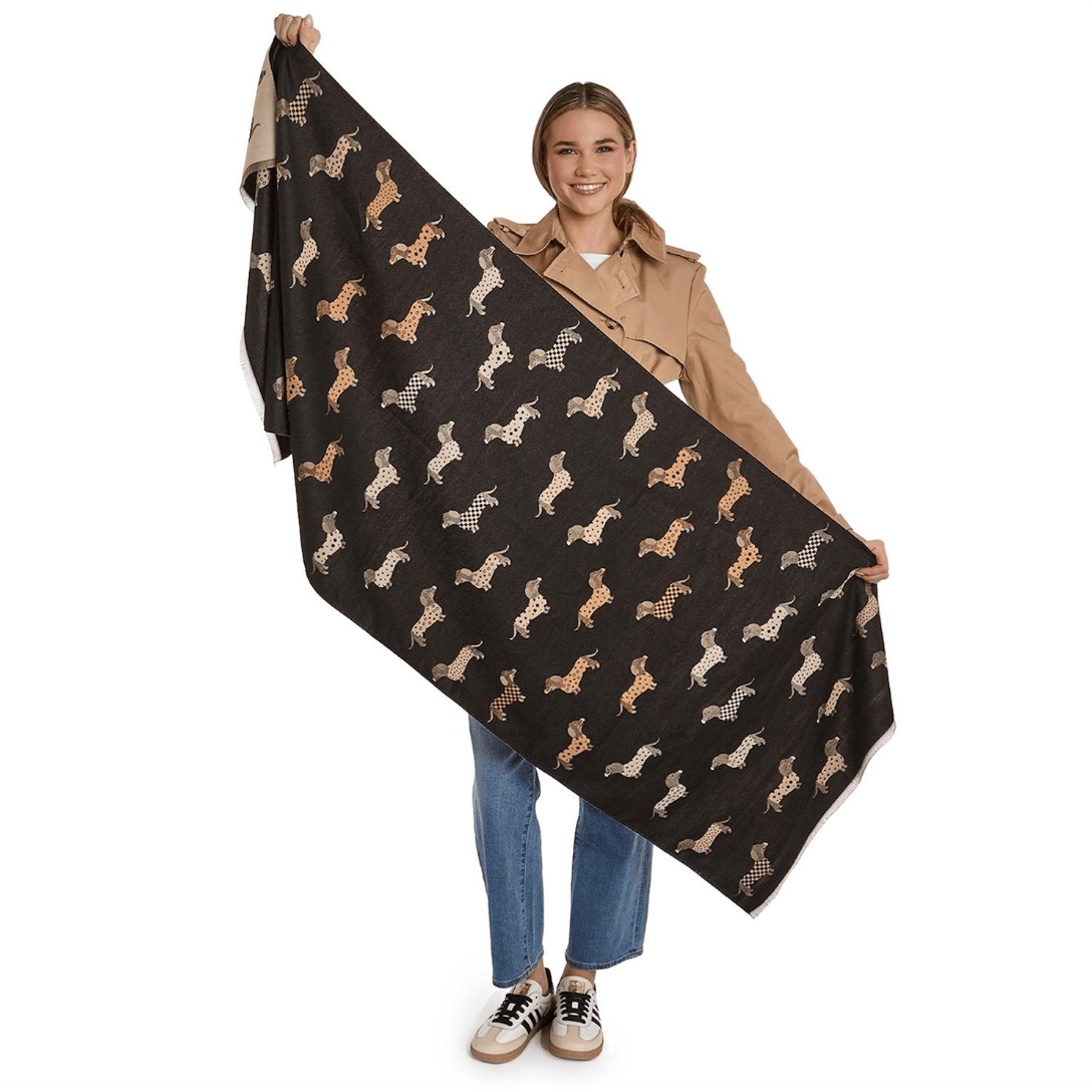 Good Dog Energy Reversible Scarf with Dog Print - White Farmhouse Flowers
