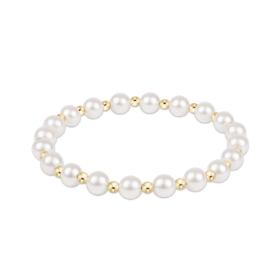 Grateful Pearl 6mm Bracelet - White Farmhouse Flowers