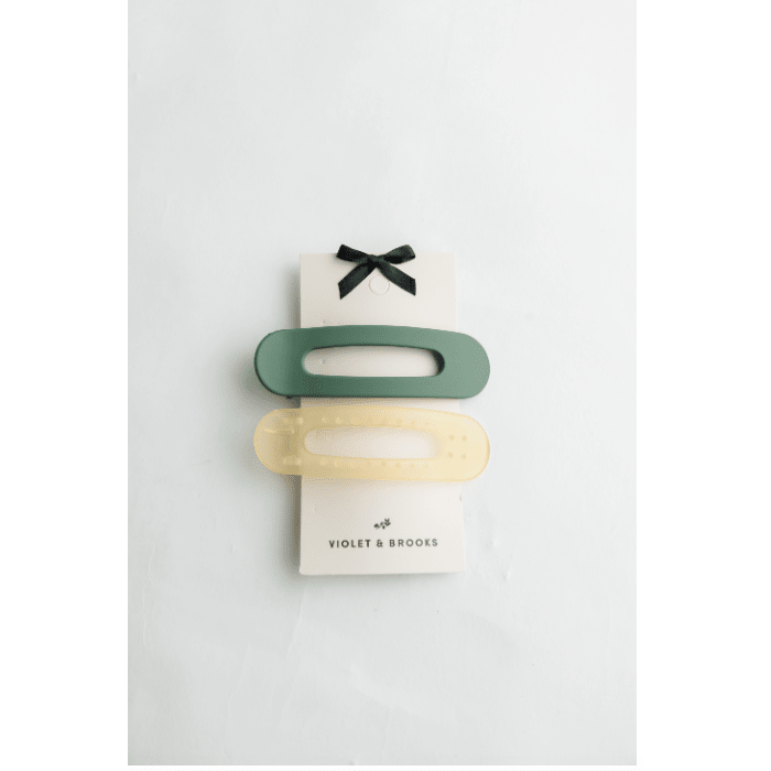 Green and Yellow Banana Clip Pair - White Farmhouse Flowers