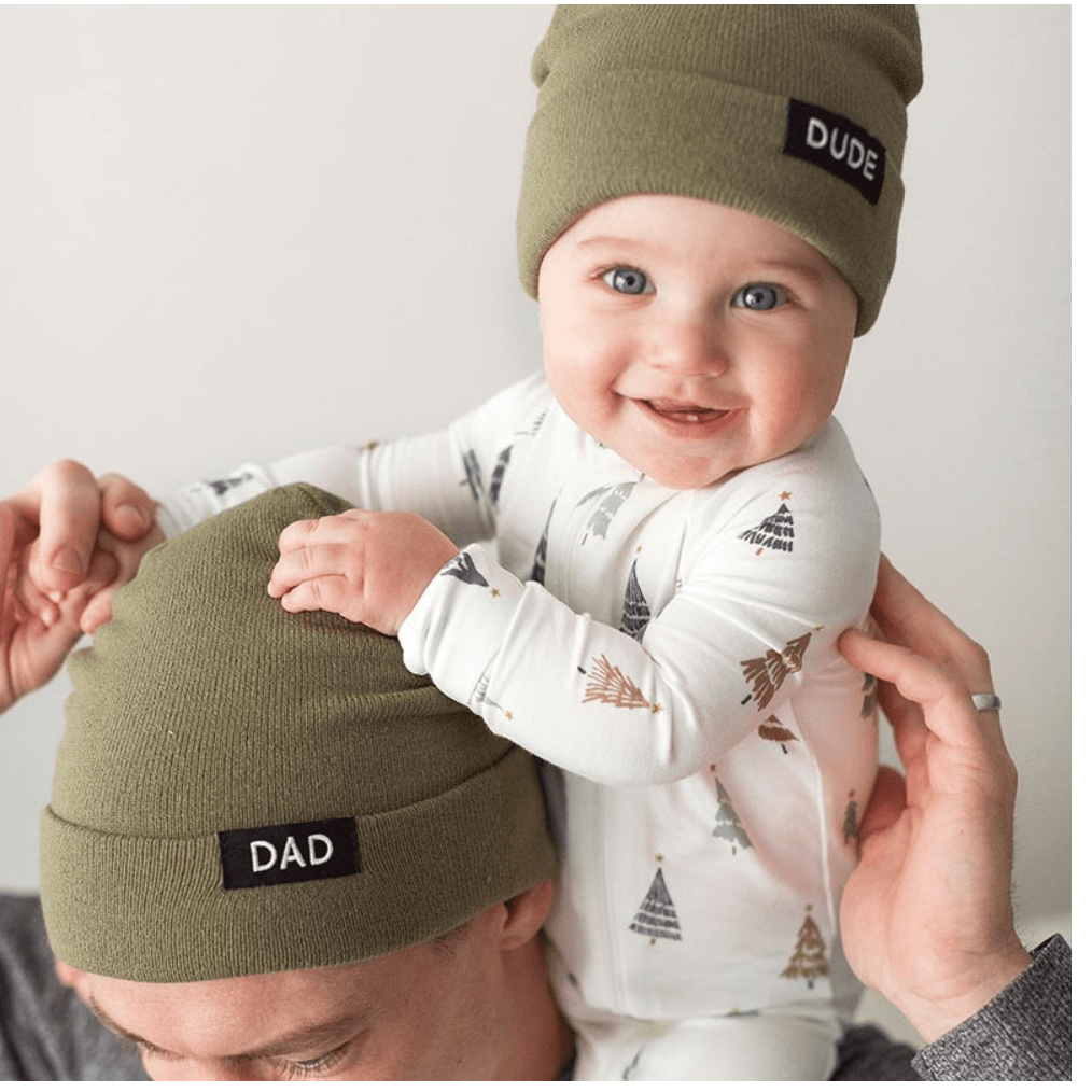 Green Dad and Dude Hat Set - White Farmhouse Flowers