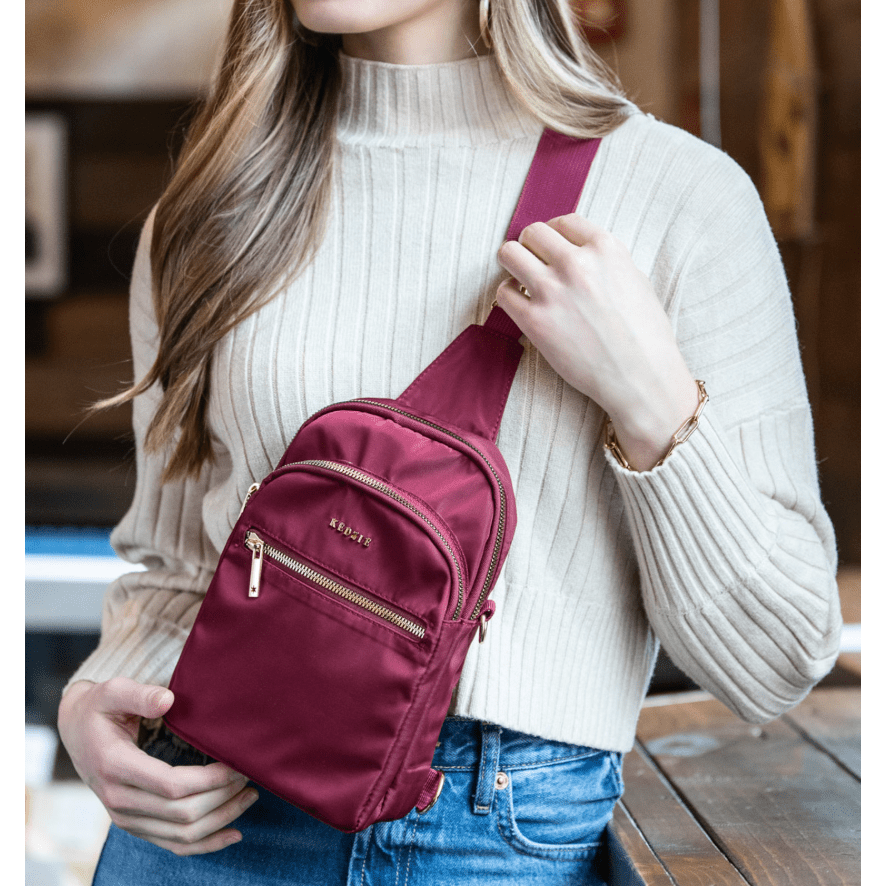 Grey Kedzie Roundtrip Convertible Sling Bag - White Farmhouse Flowers