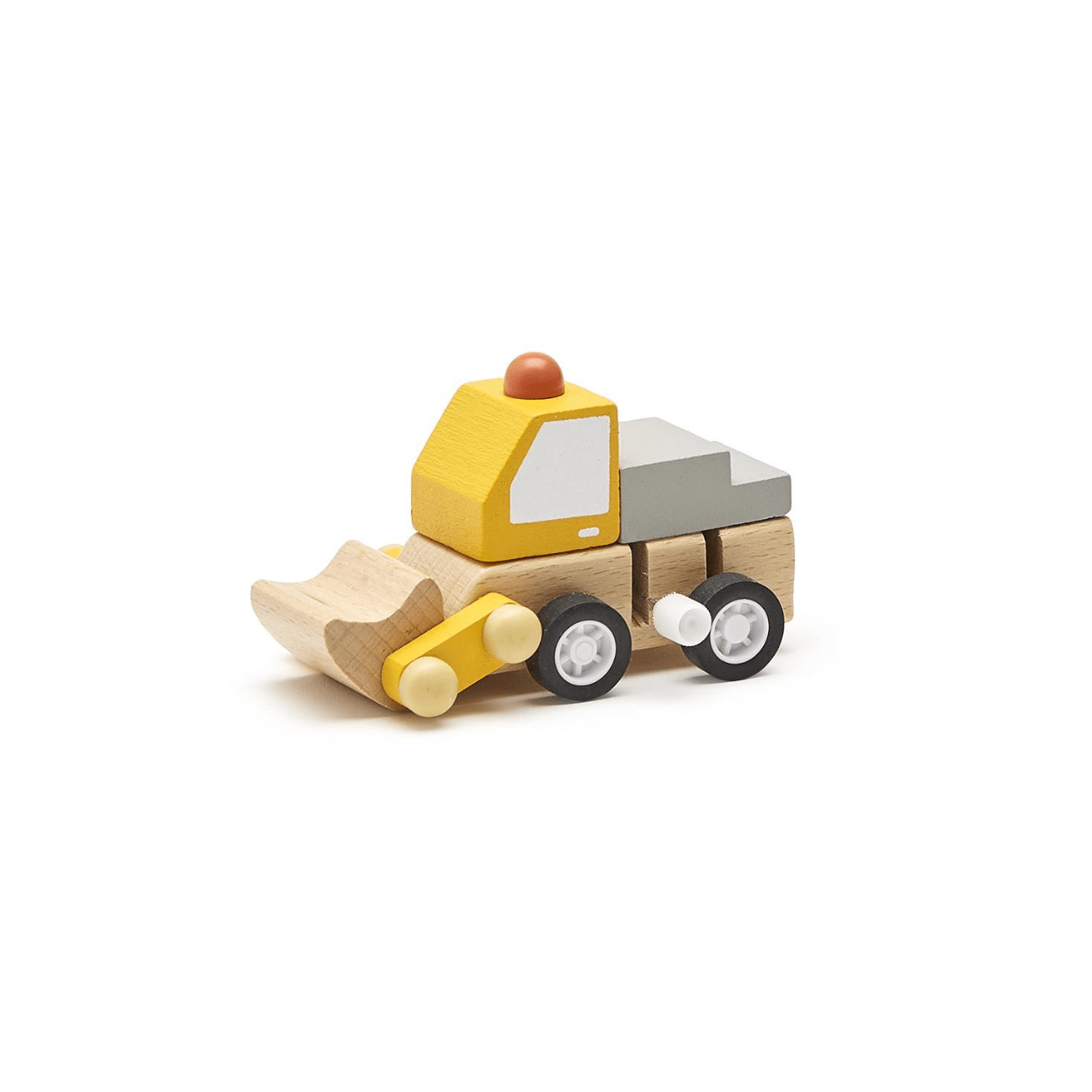 Hand-Crafted Wooden Wind-Up Construction Vehicles - White Farmhouse Flowers