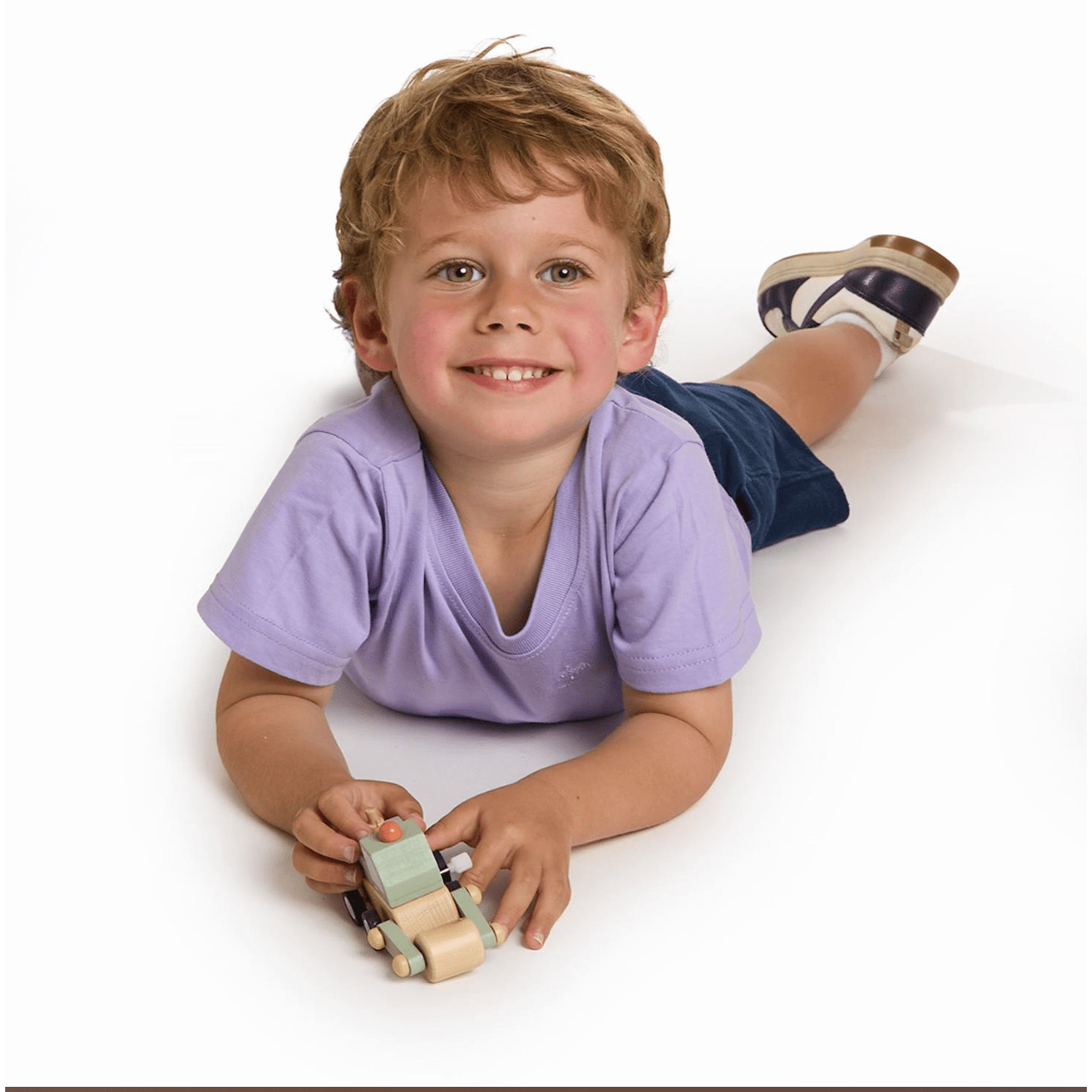 Hand-Crafted Wooden Wind-Up Construction Vehicles - White Farmhouse Flowers
