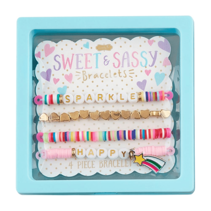 Happy Beaded Bracelet - White Farmhouse Flowers