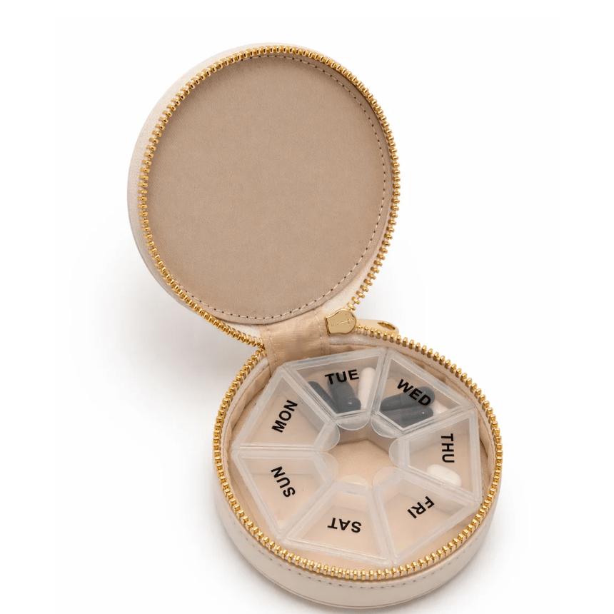 Happy Daily Pill Case - White Farmhouse Flowers