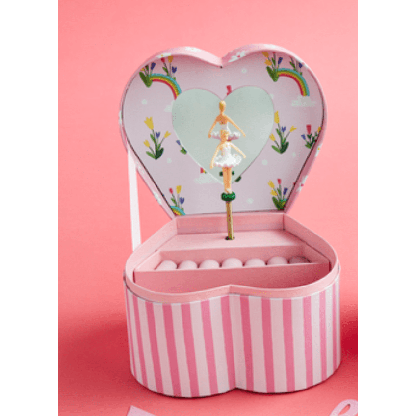 Heart Jewelry Music Box - White Farmhouse Flowers