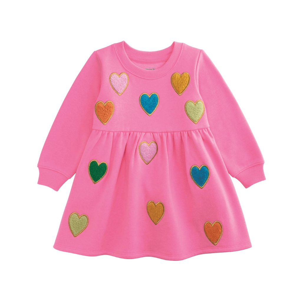 Heart Sweatshirt Dress - White Farmhouse Flowers