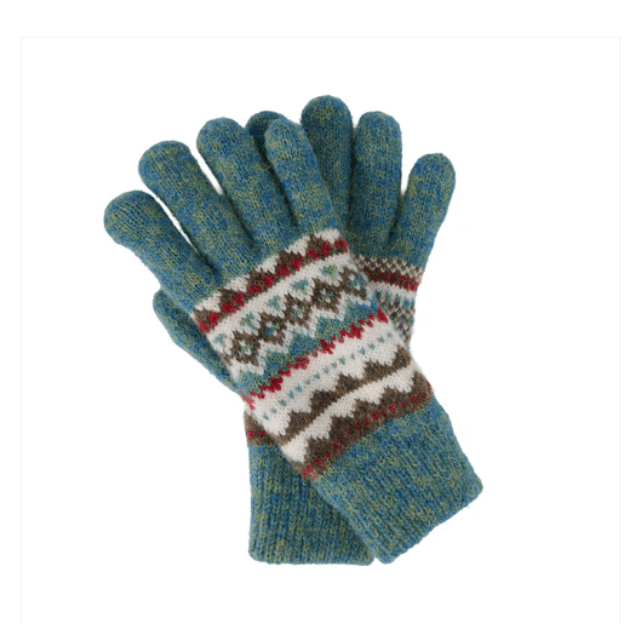 Heirloom Blue Fair Isle Gloves - White Farmhouse Flowers