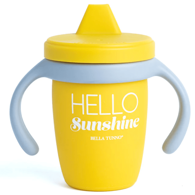 Hello Sunshine Happy Sippy Cup - White Farmhouse Flowers