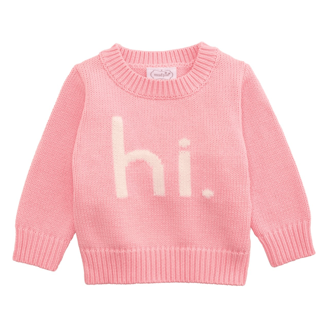 Hi Baby Sweater in Pink - White Farmhouse Flowers