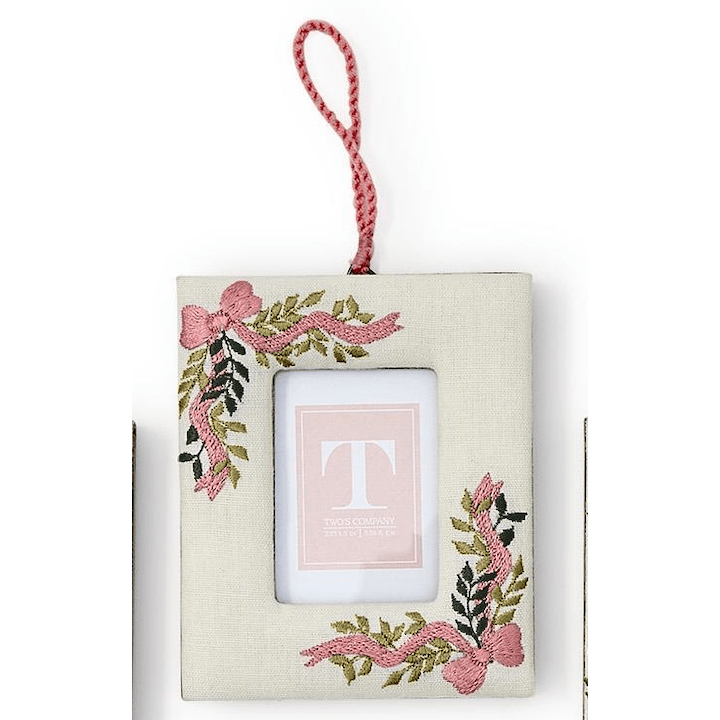 Holiday Memories Embroidered Photo Frame - White Farmhouse Flowers