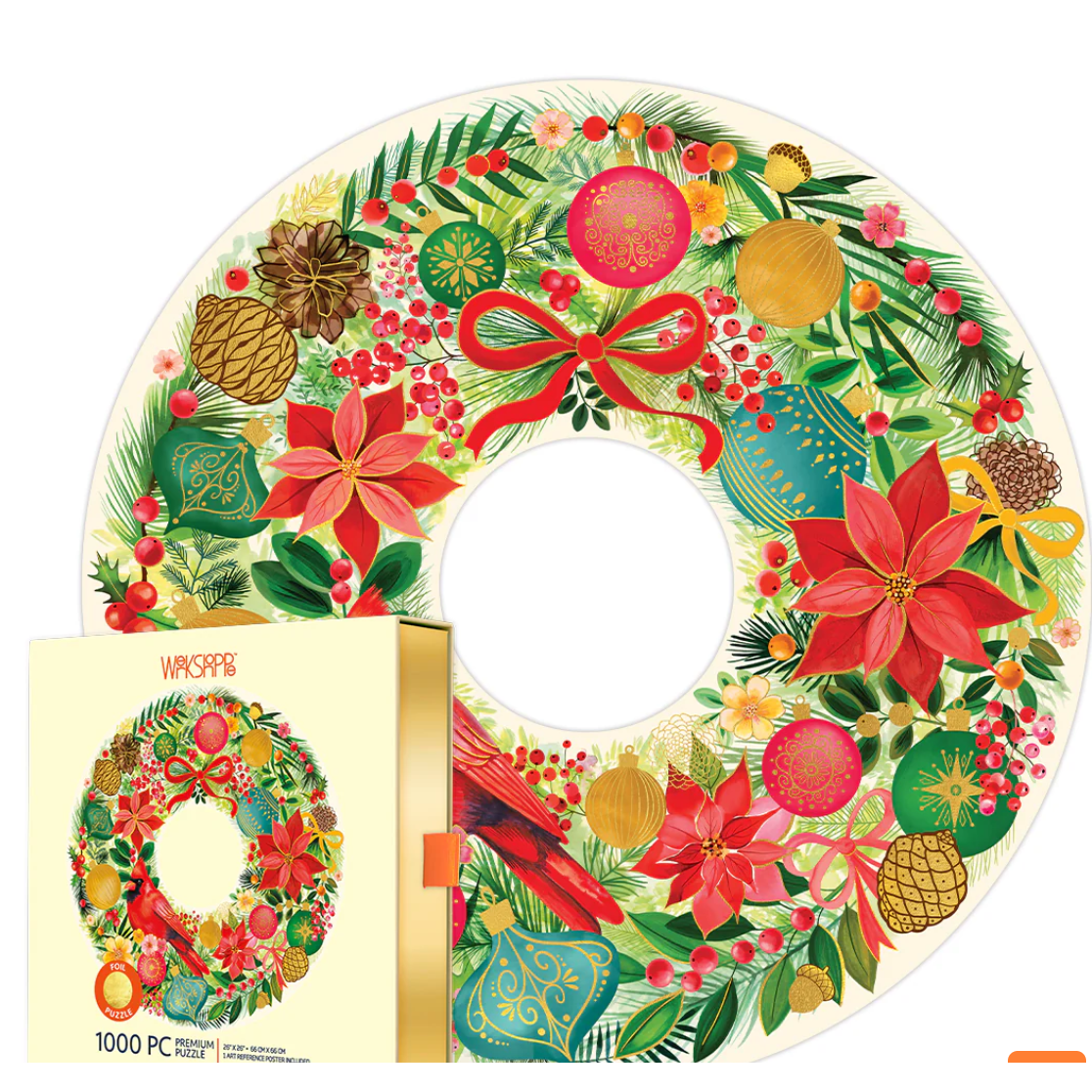 Holiday Wreath 1000 Piece Puzzle - White Farmhouse Flowers