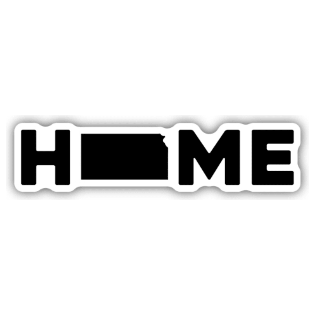 Home with Kansas Shape Sticker - White Farmhouse Flowers