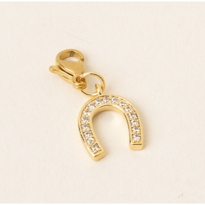 Horseshoe Gold Charm - White Farmhouse Flowers