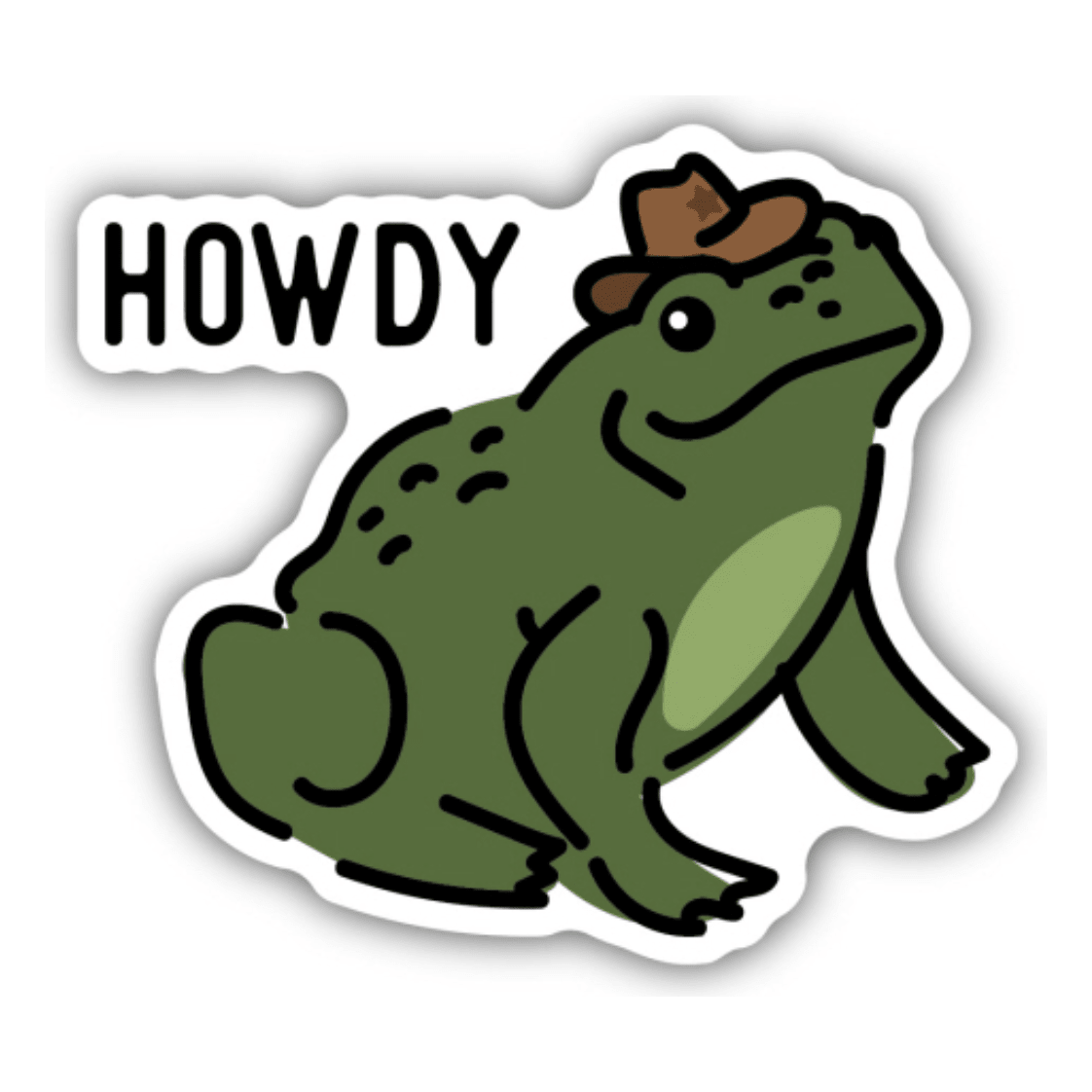 Howdy Frog Cowboy Sticker - White Farmhouse Flowers