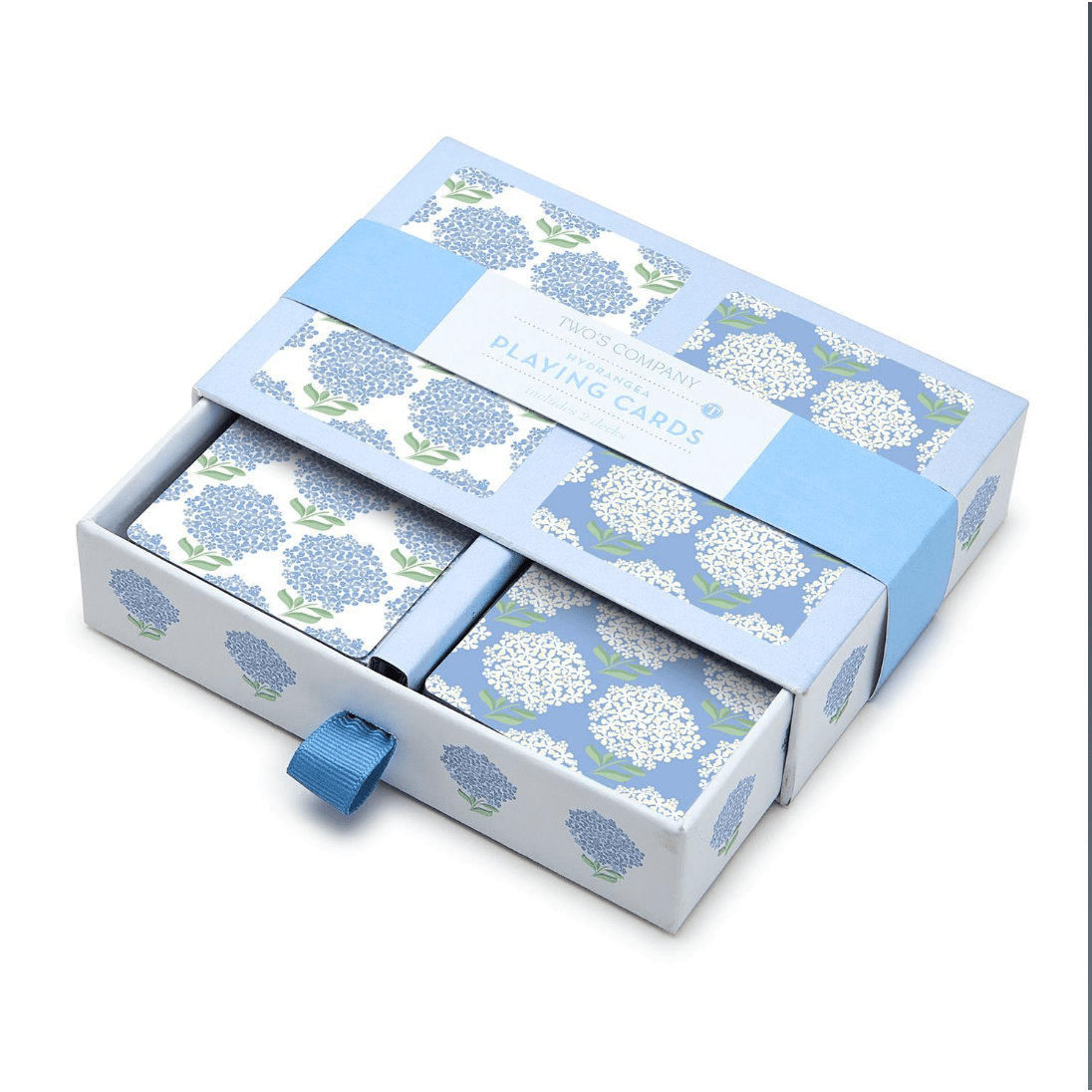 Hydrangea Double Deck Textured Playing Cards in Gift Box - White Farmhouse Flowers