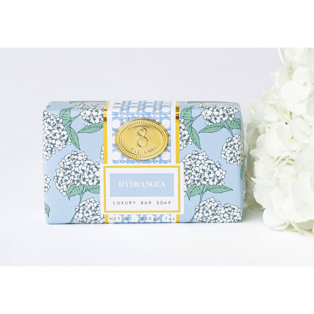 Hydrangea Stem Wrapped Bar Soap - White Farmhouse Flowers
