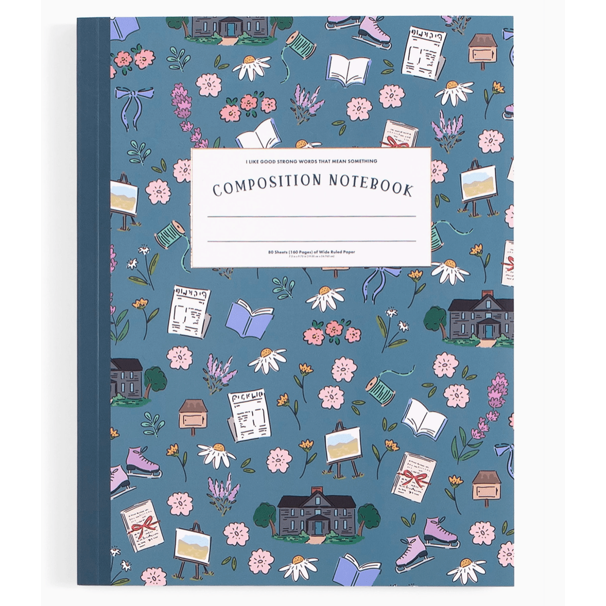 I Like Good Strong Words Composition Notebook - White Farmhouse Flowers