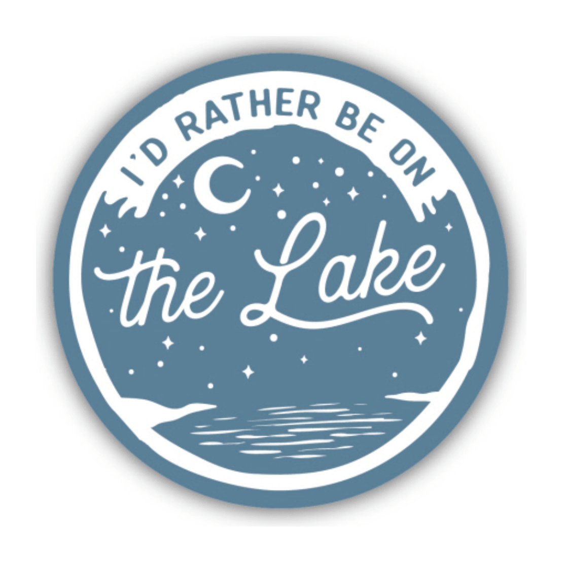 I'd Rather be on the Lake Sticker - White Farmhouse Flowers